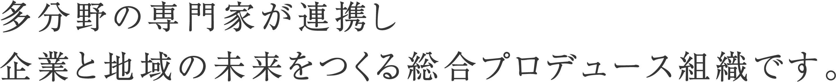 多分野の専門家が連携し企業と地域の未来をつくる総合プロデュース組織です。